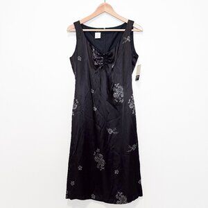 NWT Vintage 90s Y2K ESPRIT Black Satin Slip Dress Size 7/8 Whimsigoth Grunge